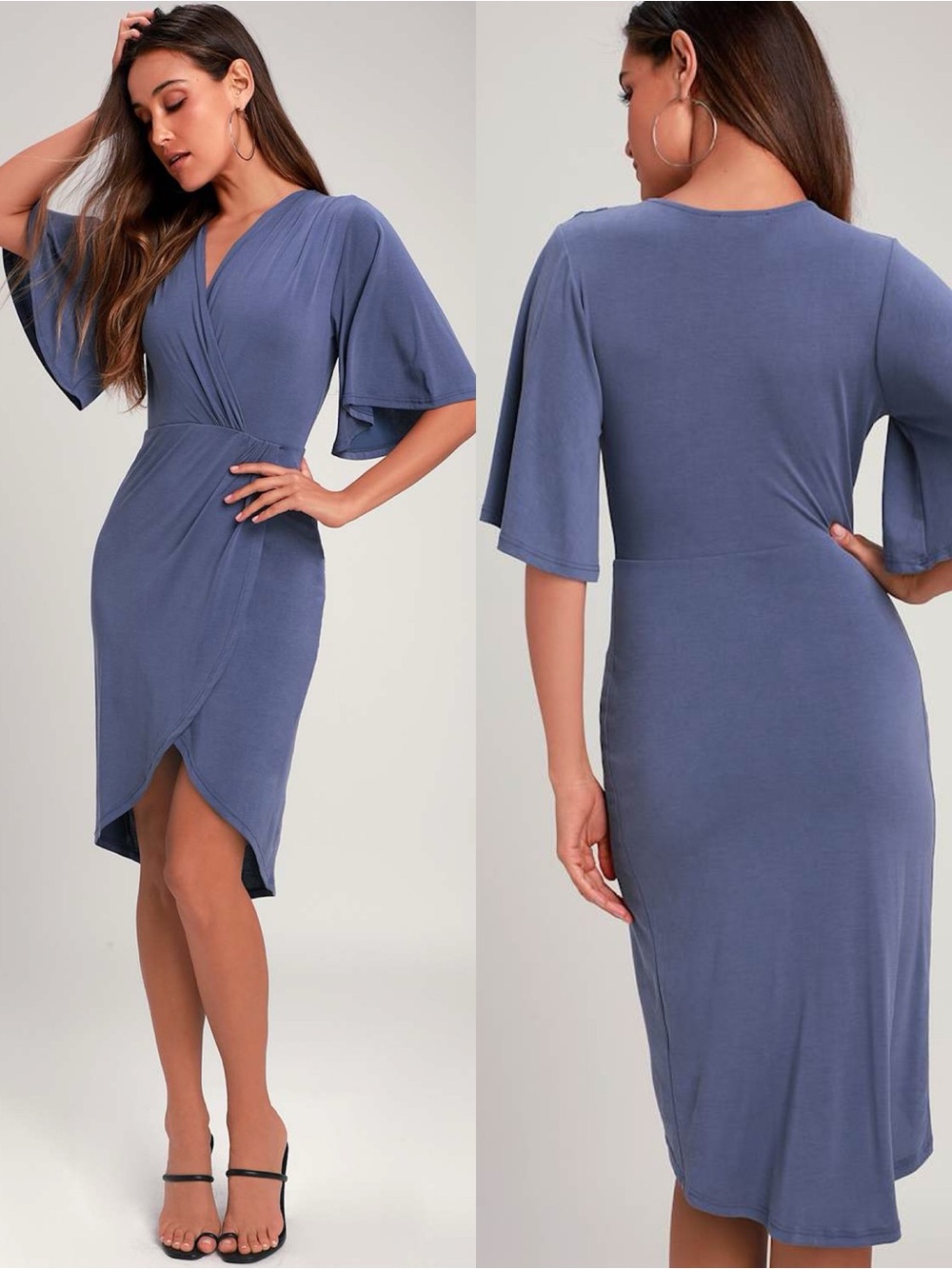 Lulus | Dulcet Washed Blue Surplice Dress